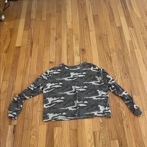 Gray Camouflage Long Sleeve Women's Top
